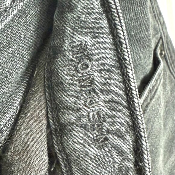 American Eagle Mom Jean Stretch Size 14 Black washed jeans Straight cut - Picture 5 of 7